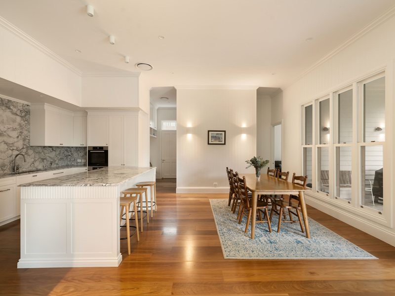 KUPA constructions' Bald Hills project. An open plan kitchen and dining room